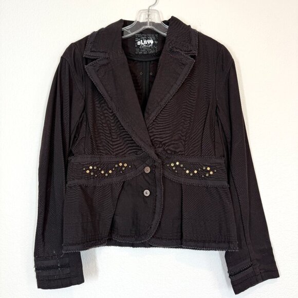 Vintage Black Blazer Y2K Jacket Retro Angels Cherubs Whimsygoth Rare Medium - Picture 1 of 10